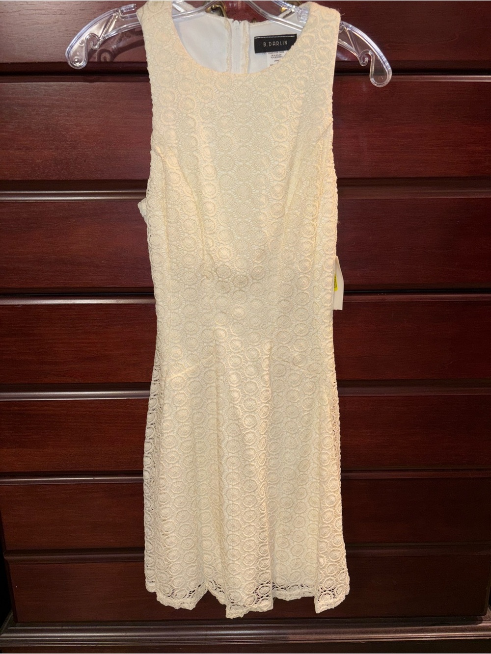 B Darlin Cream Lace Sleeveless Fit-and-Flare Midi Dress